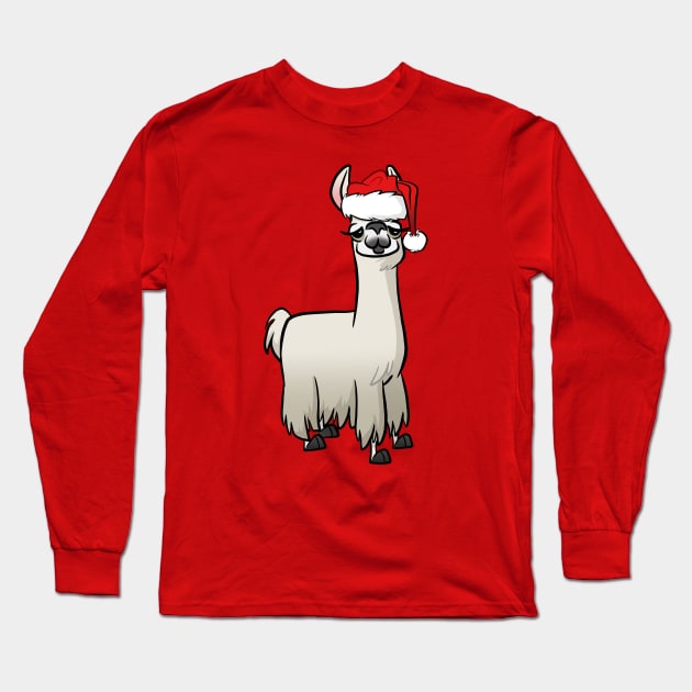 Christmas Llama Long Sleeve T-Shirt by binarygod